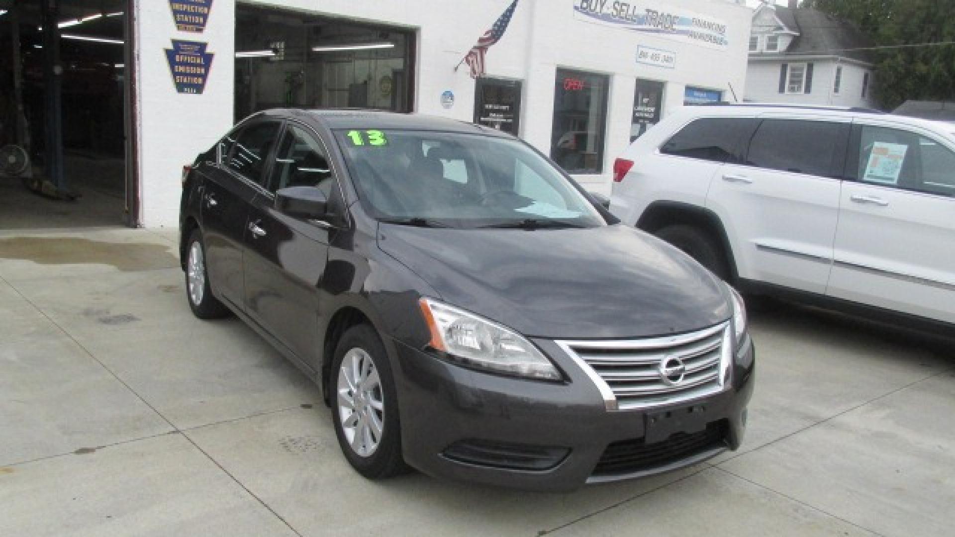 2013 Amethyst Gray /Graphite Nissan Sentra SV (3N1AB7AP0DL) with an 2.4L L4 DOHC 16V engine, 4-Speed Automatic Overdrive transmission, located at 827 W 26th Street, Erie, PA, 16508, (814) 455-3401, 42.105431, -80.090942 - Thanks for looking at our super clean rust-free new arrival. This is the S model with lots of options plus both keys and the factory floor mats plus it comes with a nonsmoker interior. A full service was just completed in our service department, and it also comes with almost new Michelin tires. What - Photo#0