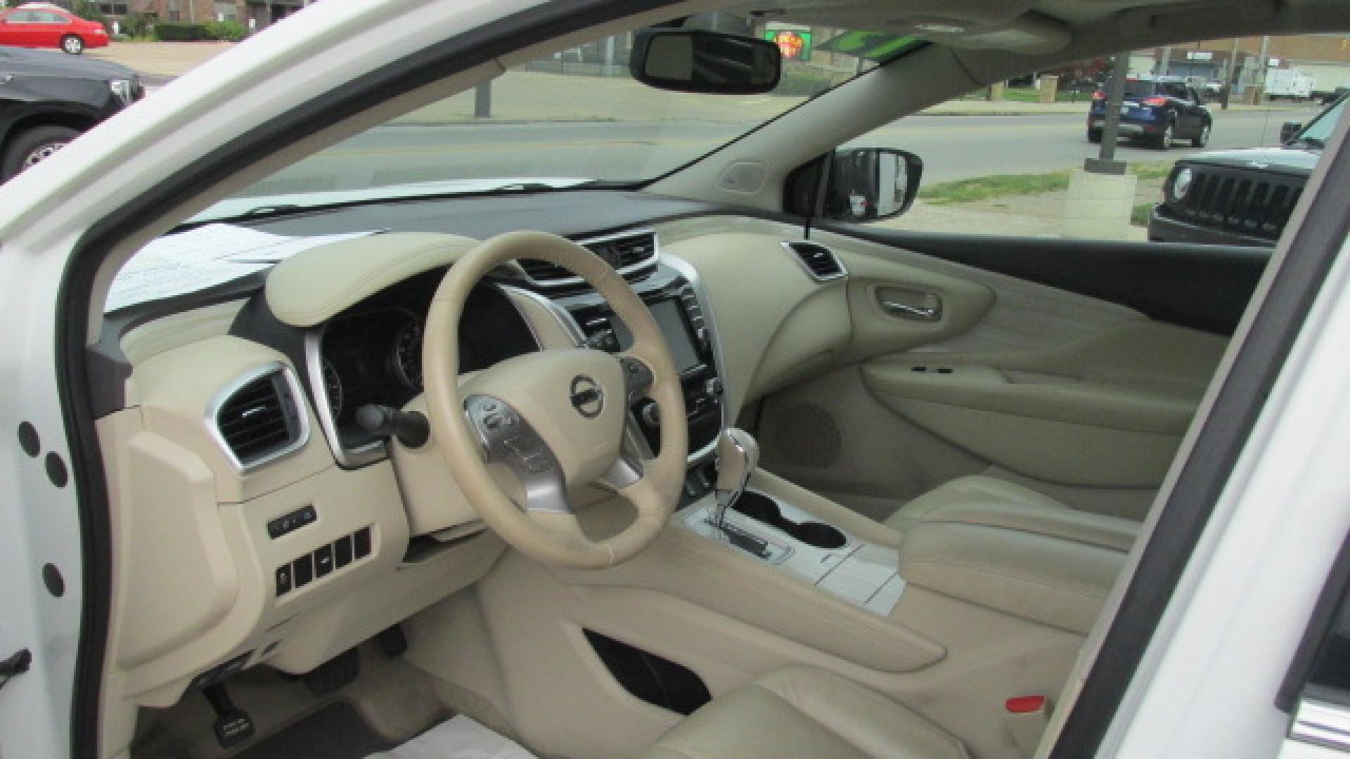 2015 Pearl White /Tan Nissan Murano SL (5N1AZ2MH0FN) with an 3.5L V6 DOHC 24V engine, Continuously Variable Transmission transmission, located at 827 W 26th Street, Erie, PA, 16508, (814) 455-3401, 42.105431, -80.090942 - Thanks for looking at our super clean nonsmoker new Nissan trade in. This is the SL model with lots of options including all wheel drive, heated leather seats, a panoramic sunroof, back up camera, navigation, factory remote start, push button start and lots more. A full service will be completed in - Photo#9