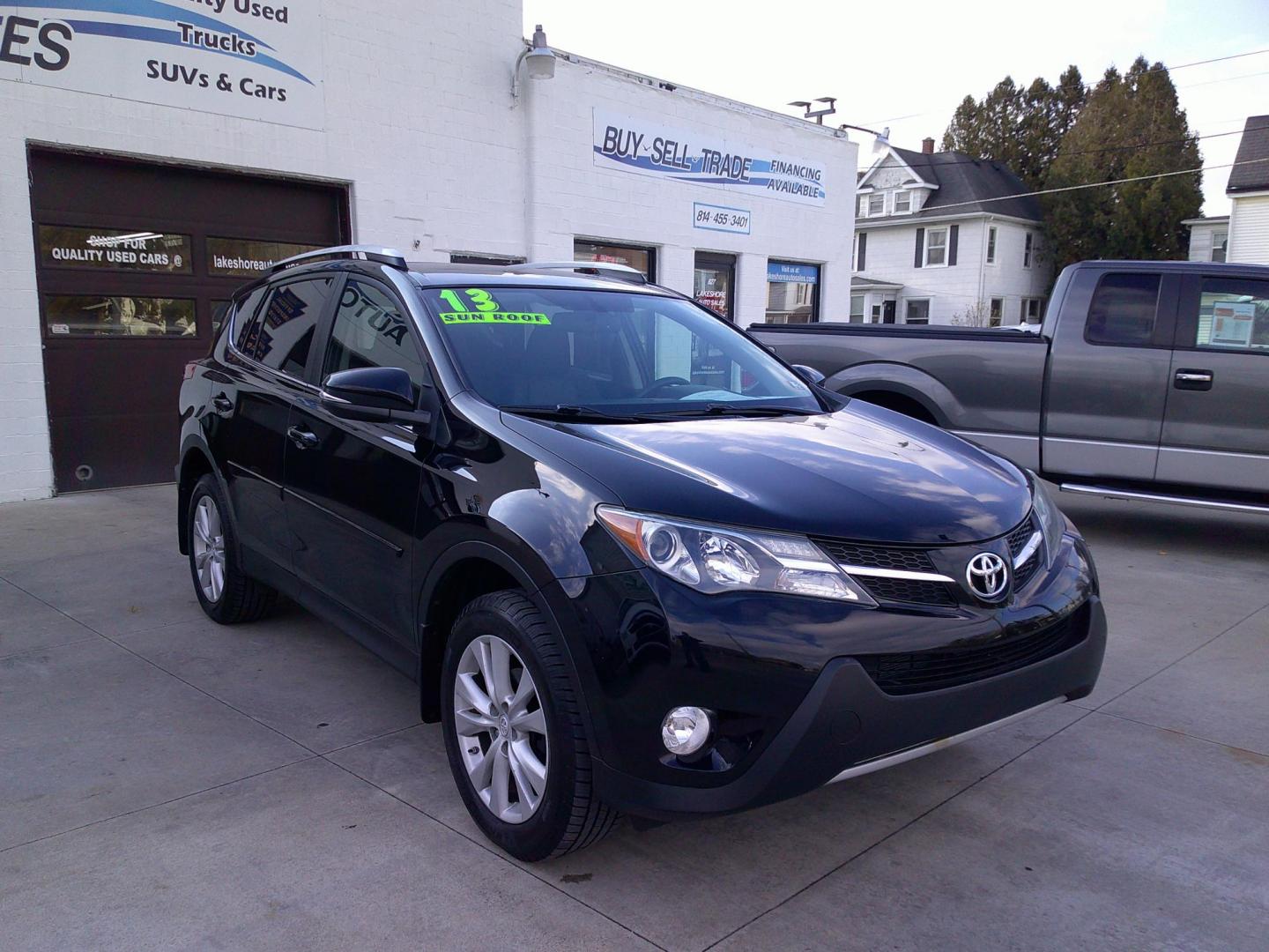 2013 Black Crystal Pearlcoat /Jet Black Toyota RAV4 Limited AWD (2T3DFREV0DW) with an 2.5L L4 DOHC 16V engine, 6-Speed Automatic transmission, located at 827 W 26th Street, Erie, PA, 16508, (814) 455-3401, 42.105431, -80.090942 - Thanks for looking at our accident free two owner new Toyota trade. This is the Limited model with lots of factory options including all wheel drive, heated leather front seats, power sunroof, back up camera, navigation, blind spot monitor, memory seat, just to name a few and lots more. No need to - Photo#0